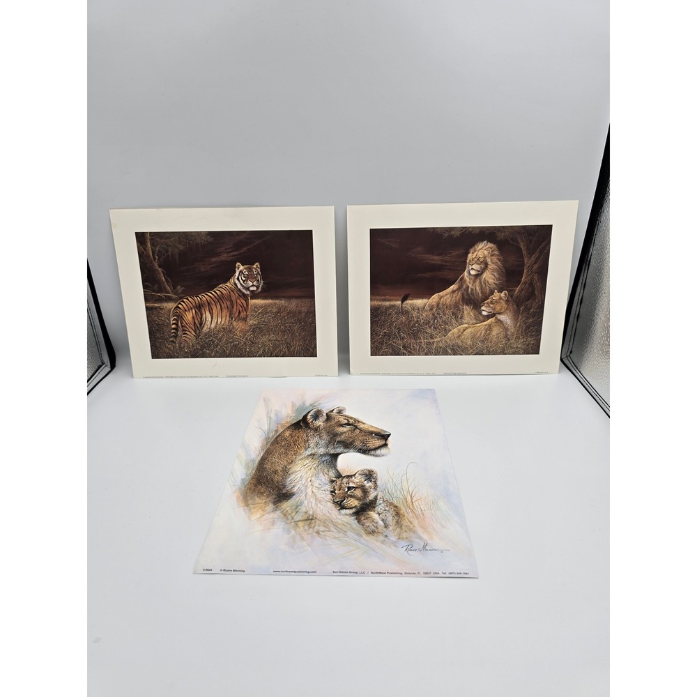 Ruane Manning Wildlife Art Prints Lion Tiger Set Litho USA‎